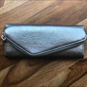Hobo International metallic grey trifold clutch